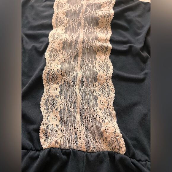 Fredericks of Hollywood Black Beige Lace Romper One Piece Teddy Fits Like M / L - Picture 4 of 5